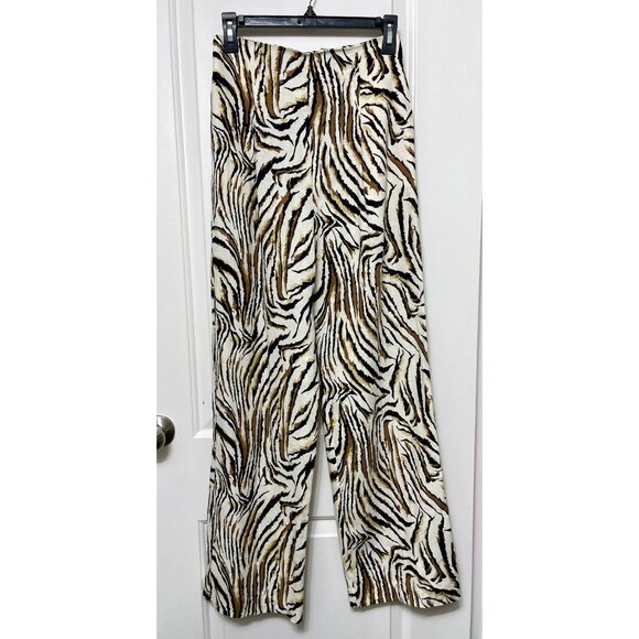 Revolve L'ACADEMIE The Dinnie Linen Blend Wide Leg Pant in Tiger Print Size S - Picture 4 of 11